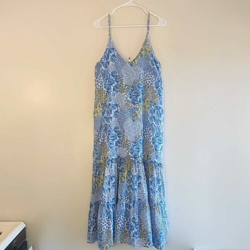Peixoto Tiered Floral Maxi Dress Sz Small Tropical Beach Boho Euro Summer Resort